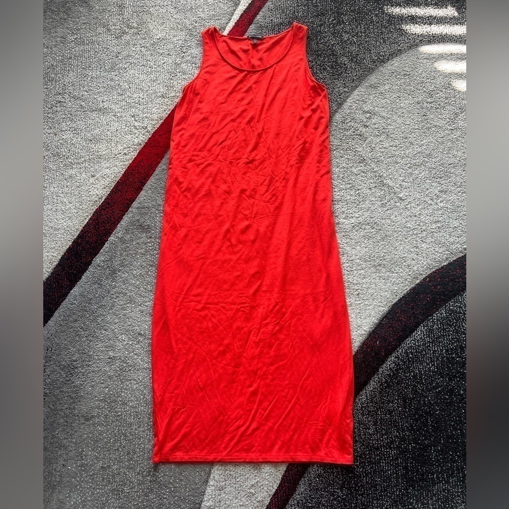 Eileen Fisher Orange Minimalist Jersey Knit Maxi Dress